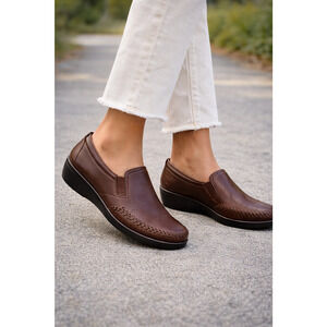 SAS Tripad Comfort Womens Brown Leather Slip-On Loafers Sz 9Slim USA Made NWOB